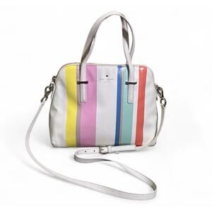 Kate Spade Cedar Street Maise Multistripe Rainbow Satchel Crossbody Shoulder Bag